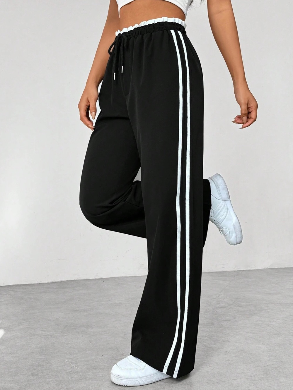 ♥️ Striped Drawstring Waist Wide Leg Pants